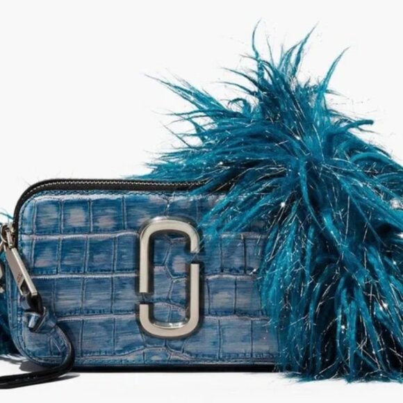 NEW | Authentic Marc Jacobs Light Blue Croc-Embossed Crossbody Bag with dust bag - Picture 1 of 9